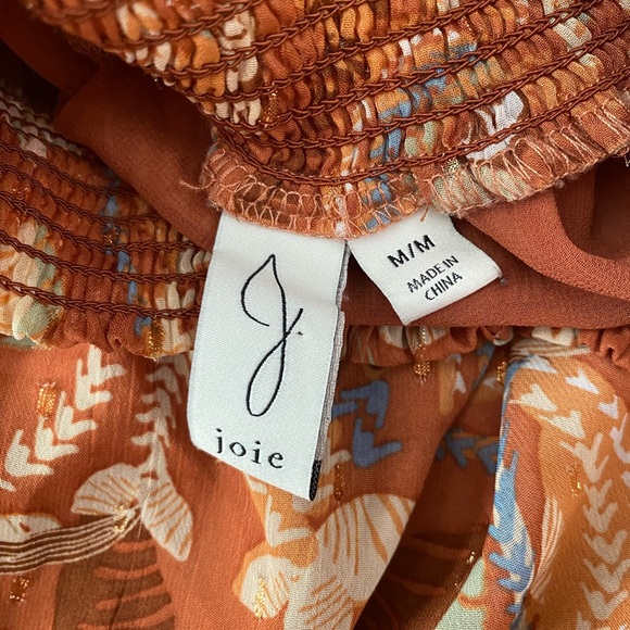 Joie Ruffle sleeves Fall Floral Print Blouse Smocked Neck  women’s size M - Picture 8 of 16